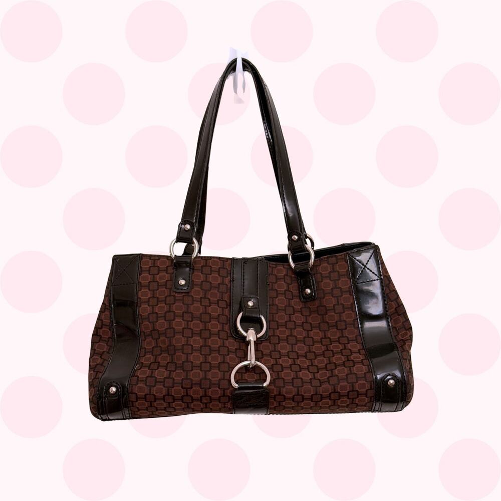 Vintage Nine West Brown Monogram Y2K Shoulder Bag